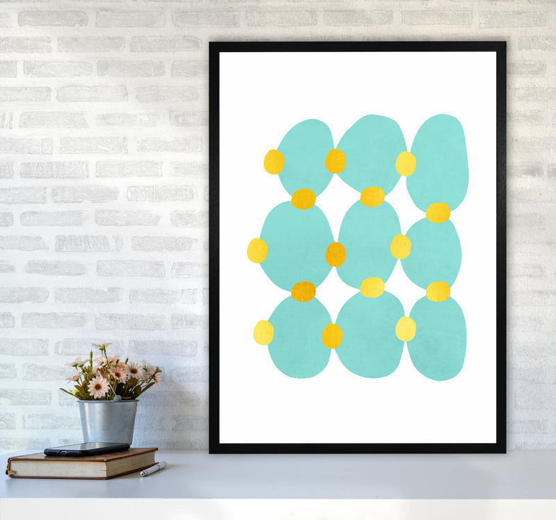 The Blue Islands Abstract Art Print by Seven Trees Design A1 White Frame
