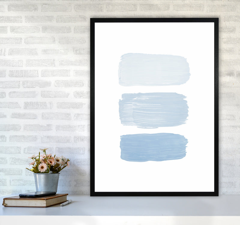 The Blue Strokes Abstract Art Print by Seven Trees Design A1 White Frame