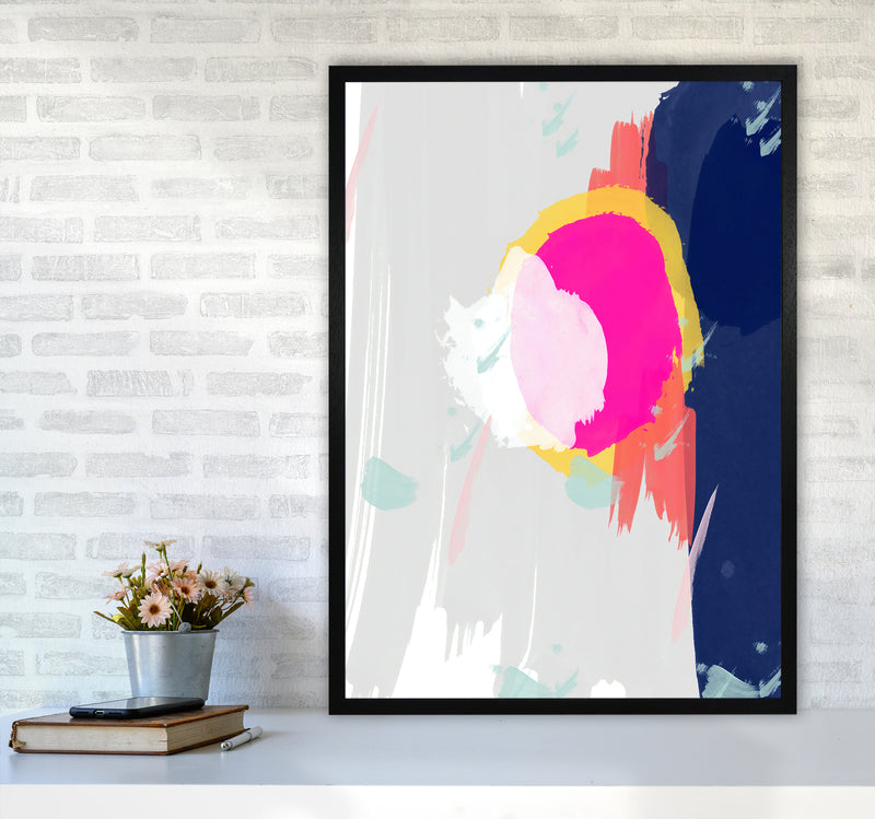 The Happy Paint Strokes Abstract Art Print by Seven Trees Design A1 White Frame