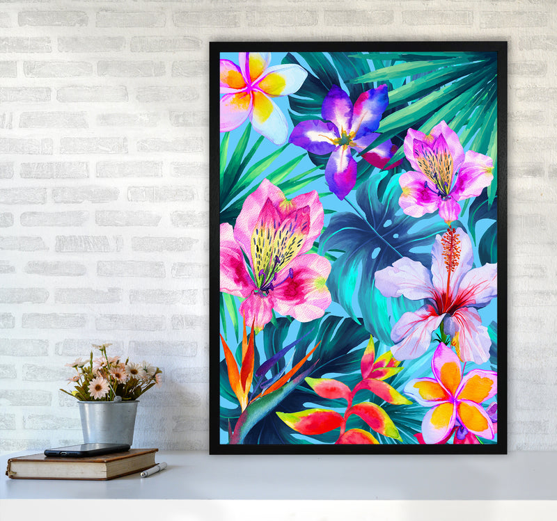 The Tropical Flowers Art Print by Seven Trees Design A1 White Frame