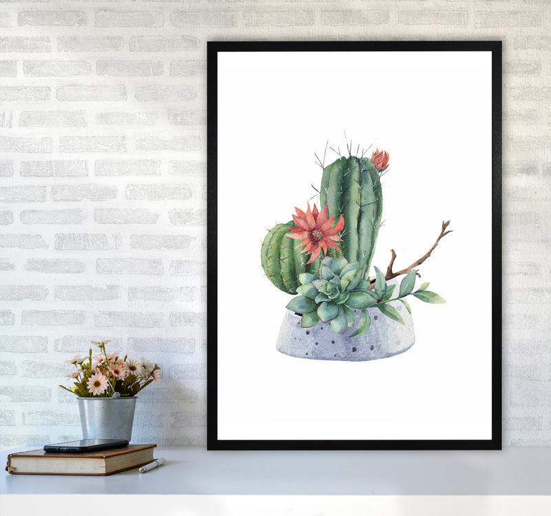 The Watercolor Cactus Art Print by Seven Trees Design A1 White Frame