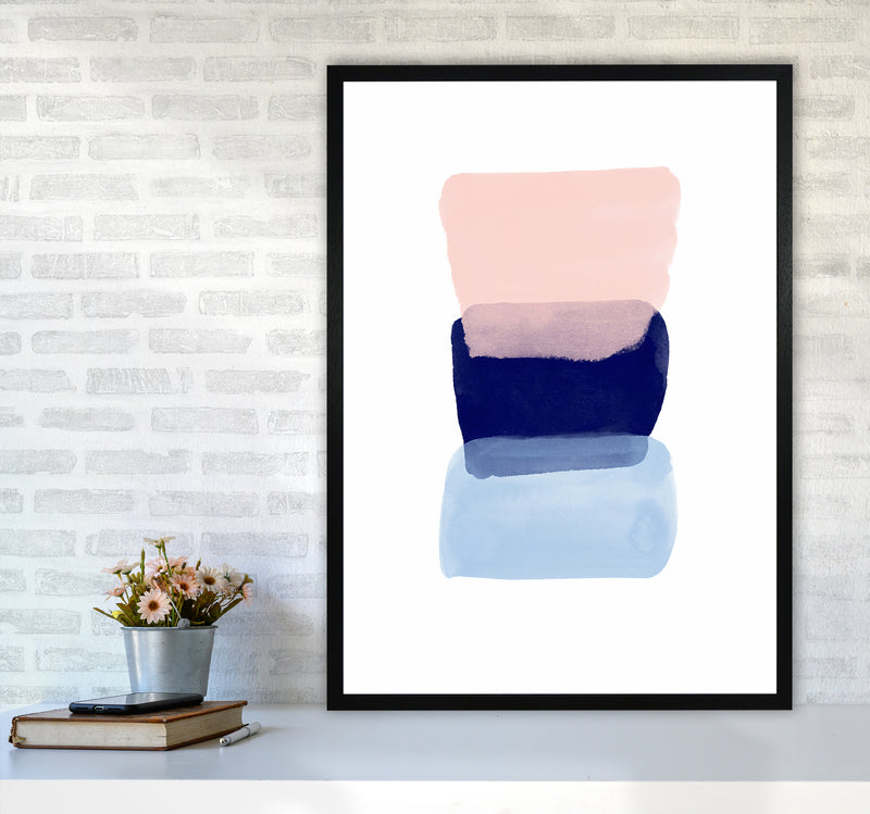 Three Colors Strokes Abstract Art Print by Seven Trees Design A1 White Frame