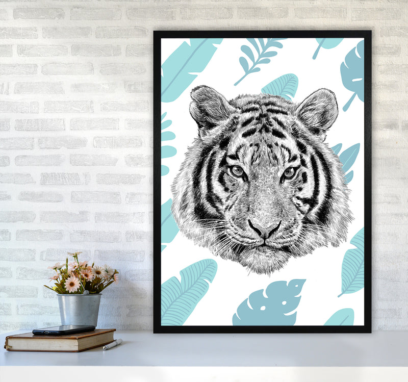 Tropical Tiger Animal Art Print by Seven Trees Design A1 White Frame
