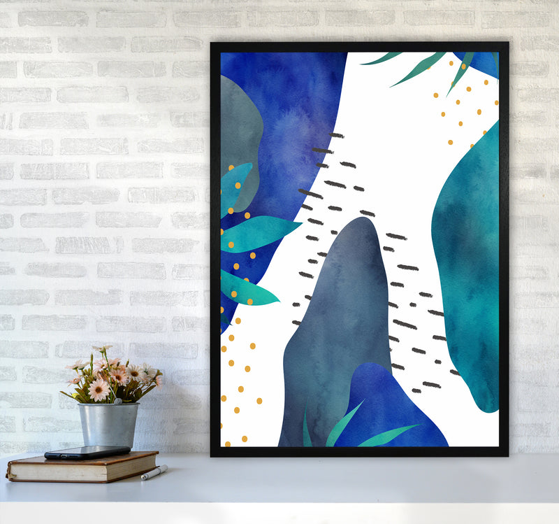 Watercolor Abstract Jungle Art Print by Seven Trees Design A1 White Frame