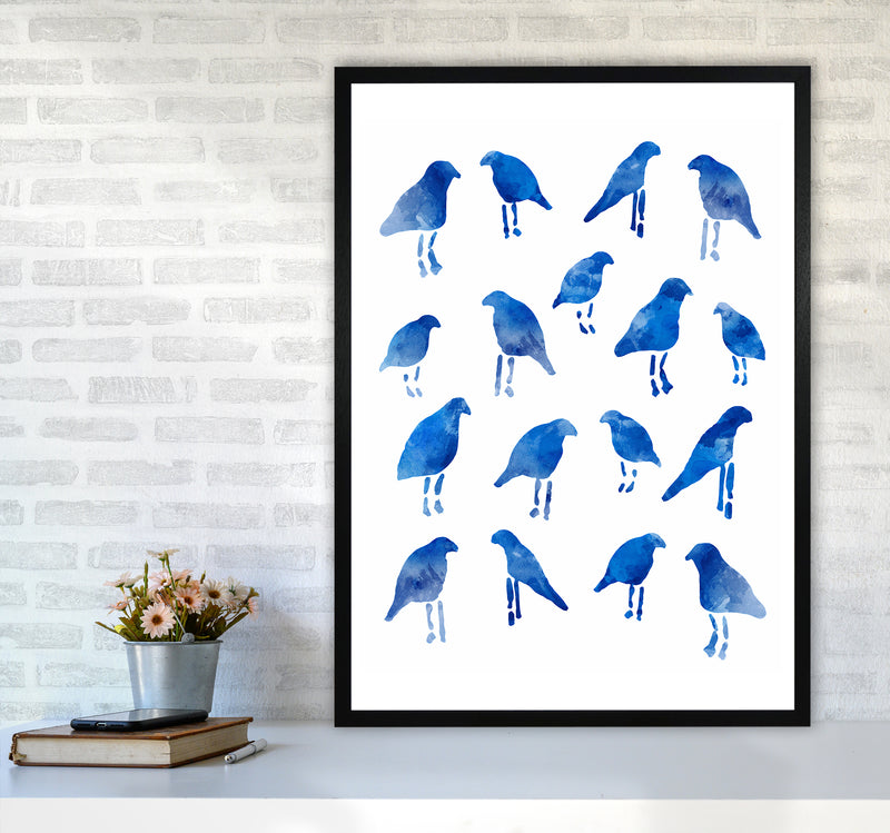 Watercolor Blue Birds Art Print by Seven Trees Design A1 White Frame