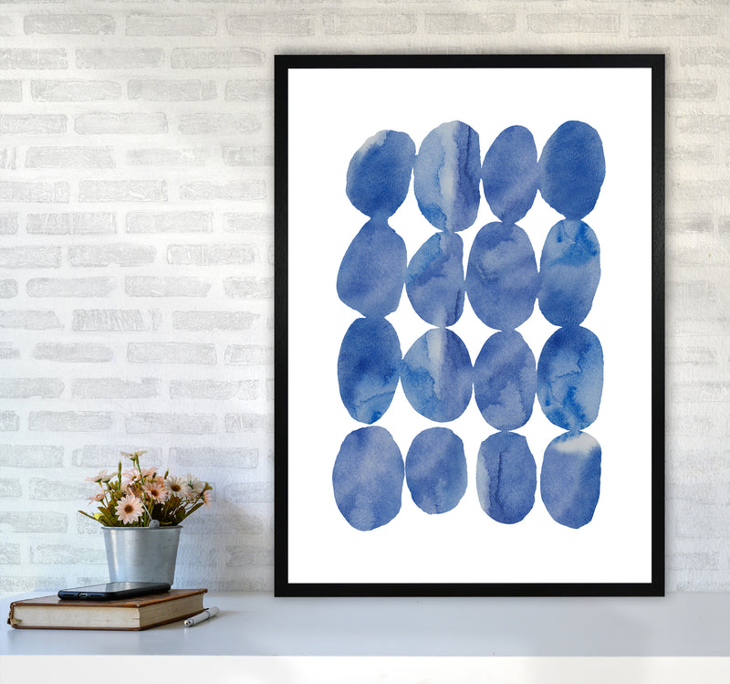 Watercolor Blue Stones Art Print by Seven Trees Design A1 White Frame