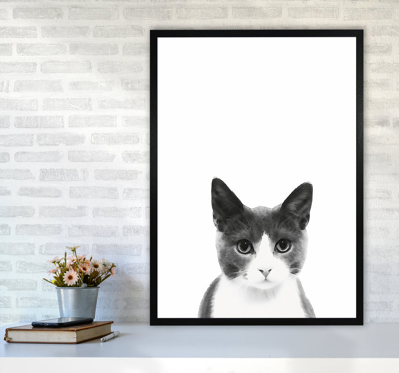 Watercolor Cat Art Print by Seven Trees Design A1 White Frame
