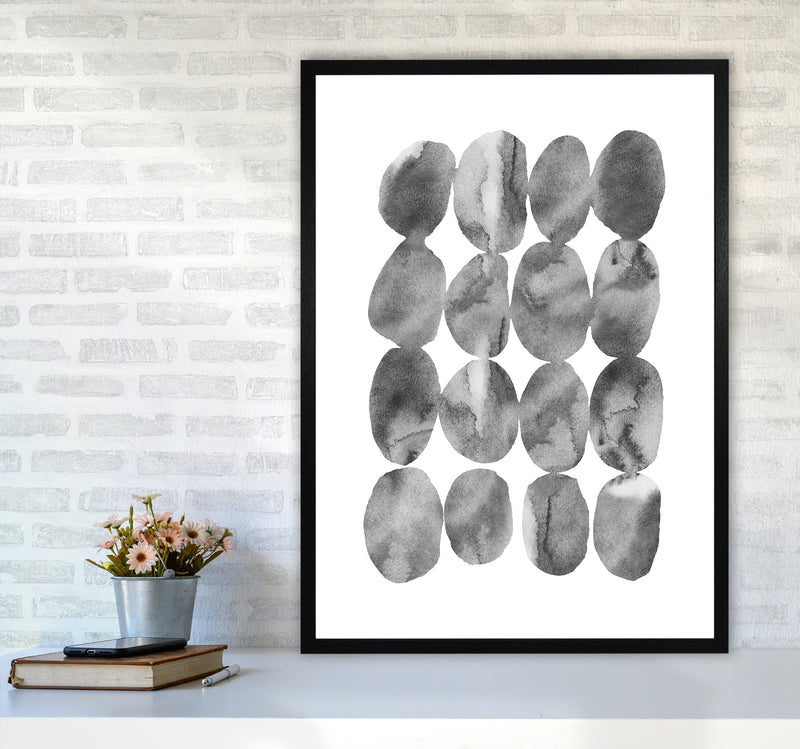 Watercolor Grey Stones Art Print by Seven Trees Design A1 White Frame