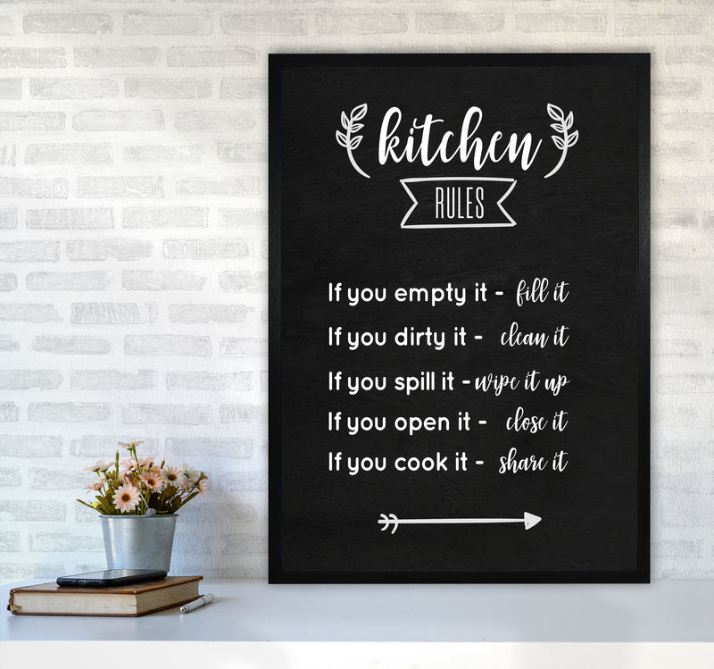 Kitchen rules Art Print by Seven Trees Design A1 White Frame