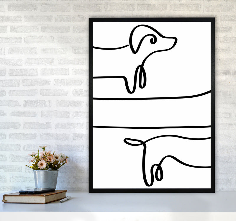 One Line dachshund Art Print by Seven Trees Design A1 White Frame