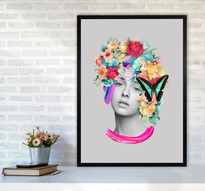 The Girl and the Butterfly Art Print by Seven Trees Design A1 White Frame