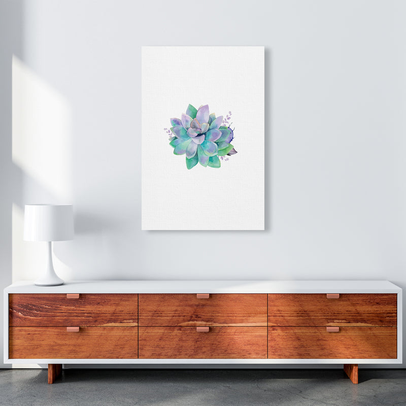 Aqua Succulent Botanical Art Print by Seven Trees Design A1 Canvas