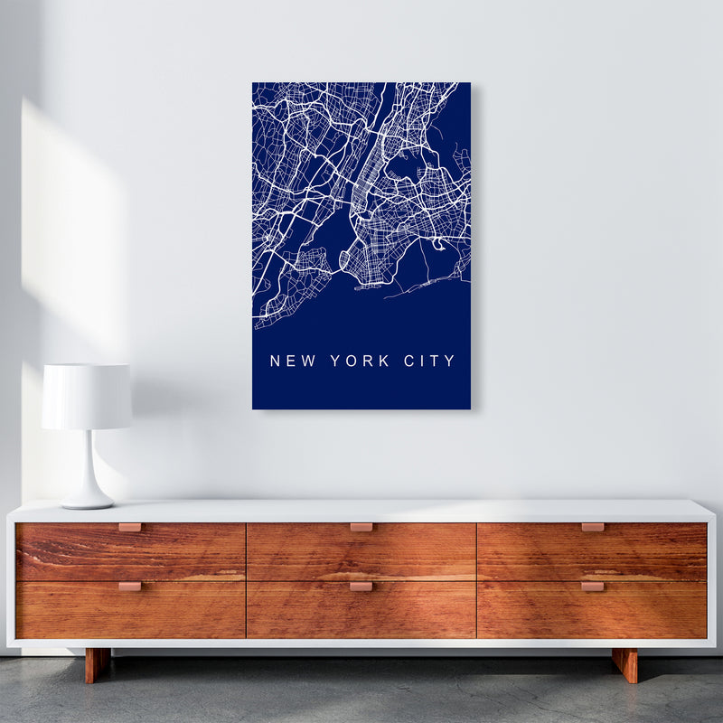 NYC Streets Blue Map Art Print by Seven Trees Design A1 Canvas