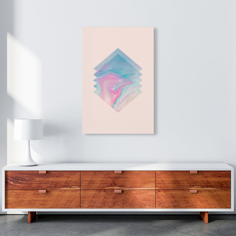 Pink Aqua Marble Abstract Art Print by Seven Trees Design A1 Canvas