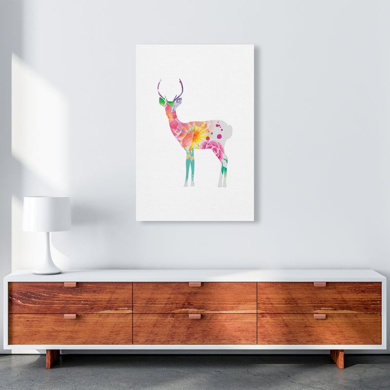 The Floral Deer Animal Art Print by Seven Trees Design A1 Canvas