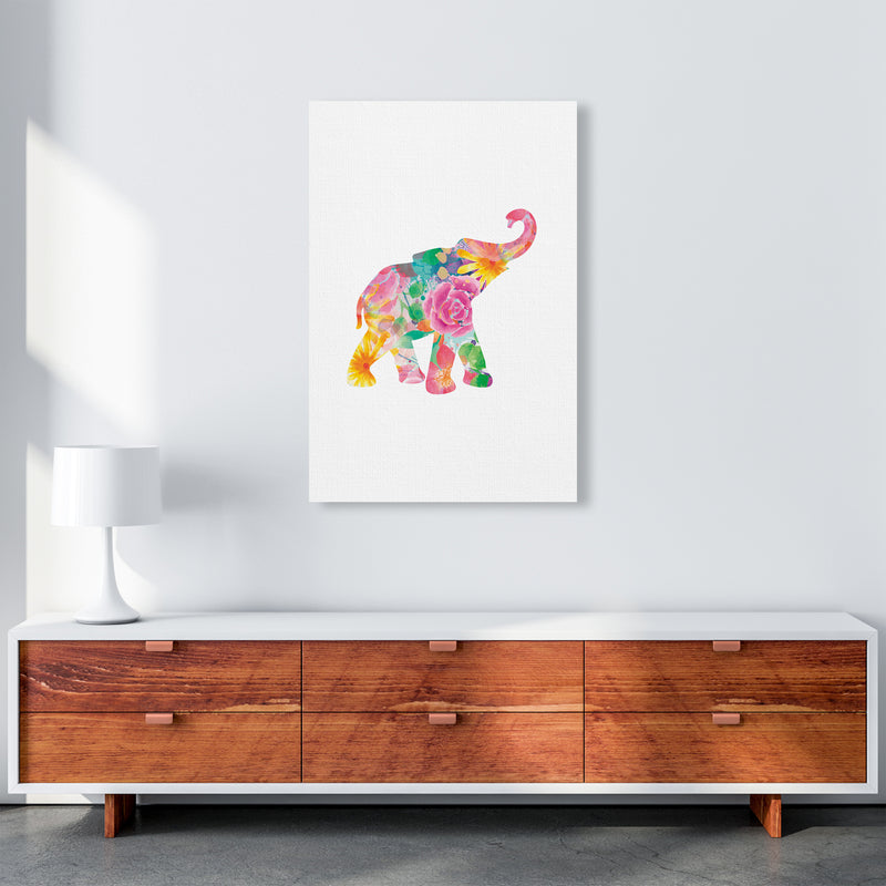 The Floral Elephant Animal Art Print by Seven Trees Design A1 Canvas