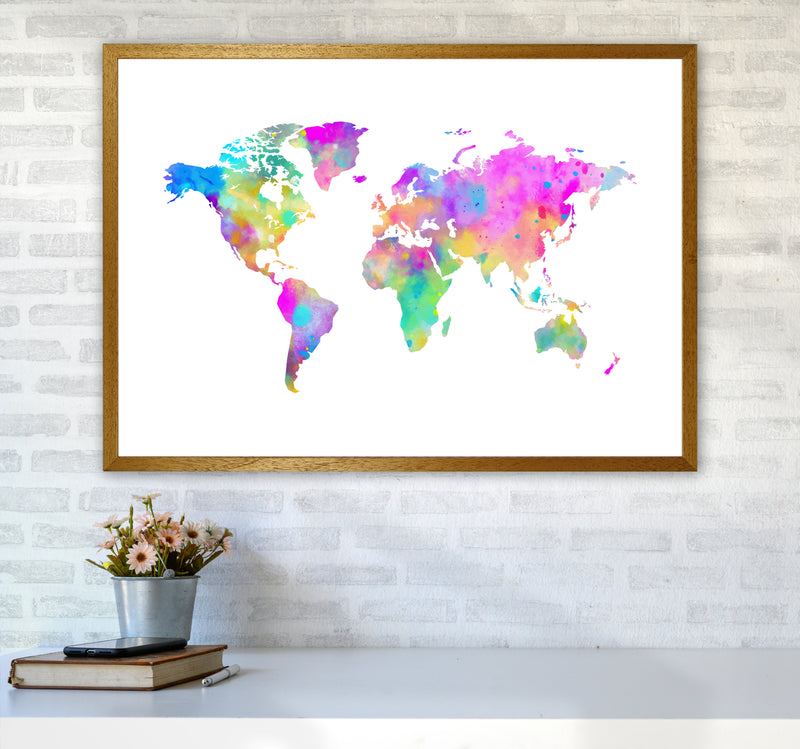 Colorful Watercolor Map Art Print by Seven Trees Design A1 Print Only