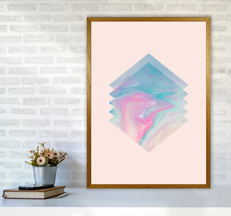 Pink Aqua Marble Abstract Art Print by Seven Trees Design A1 Print Only