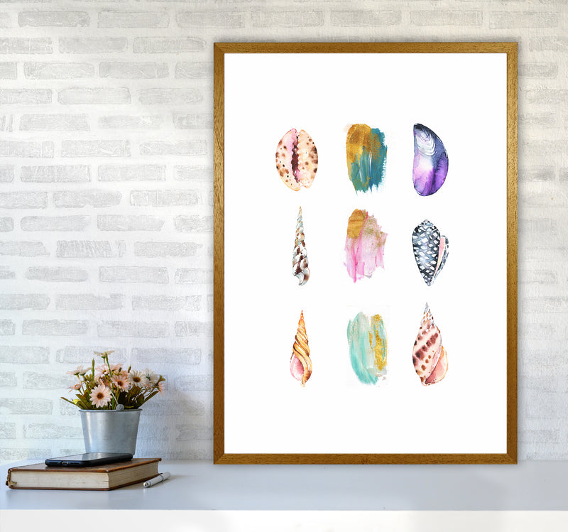Sea And Brush Strokes I Shell Art Print by Seven Trees Design A1 Print Only