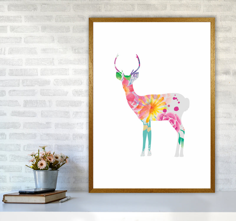 The Floral Deer Animal Art Print by Seven Trees Design A1 Print Only