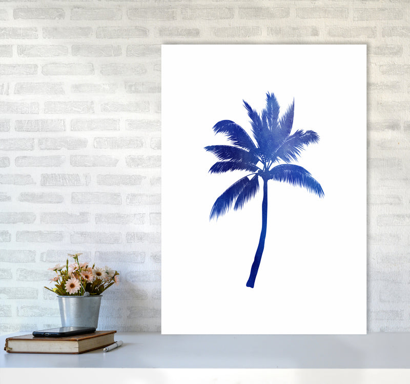 Blue Palm Tree Art Print by Seven Trees Design A1 Black Frame