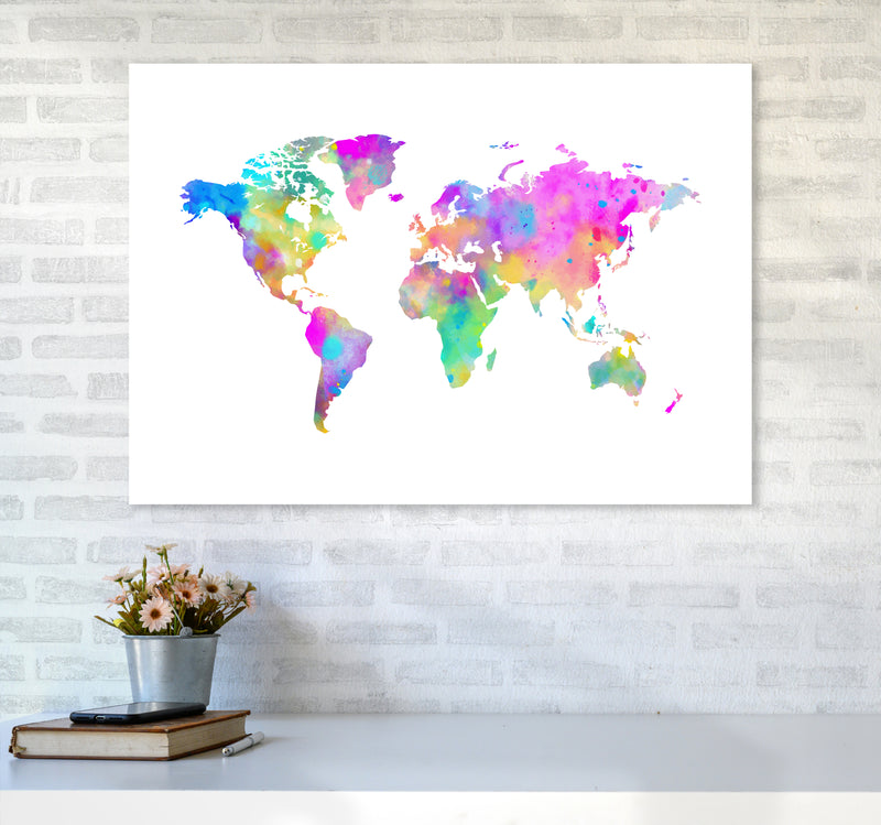 Colorful Watercolor Map Art Print by Seven Trees Design A1 Black Frame