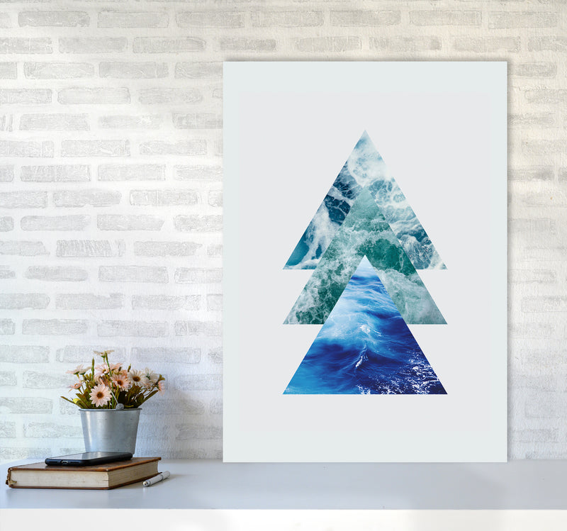Ocean Triangles Art Print by Seven Trees Design A1 Black Frame