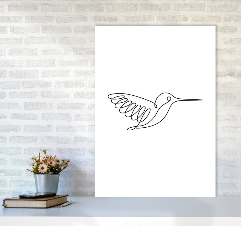 One Line Hummingbird Art Print by Seven Trees Design A1 Black Frame