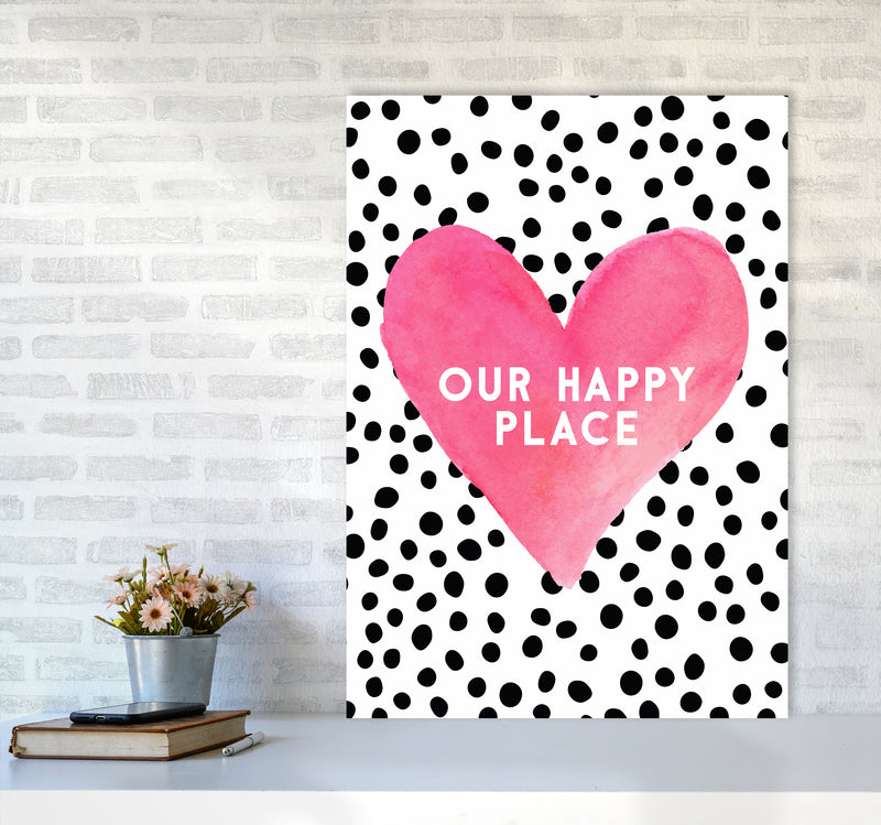 Our Happy Place Quote Art Print by Seven Trees Design A1 Black Frame
