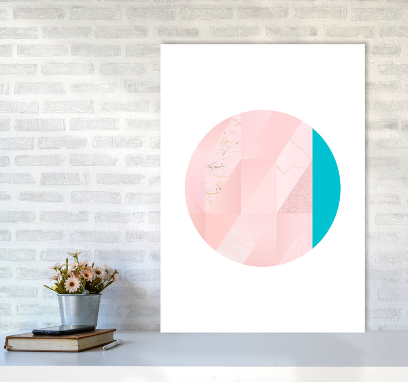Pink Marble Circle II Abstract Art Print by Seven Trees Design A1 Black Frame