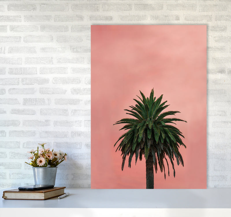 Pink Palm Abstract Art Print by Seven Trees Design A1 Black Frame