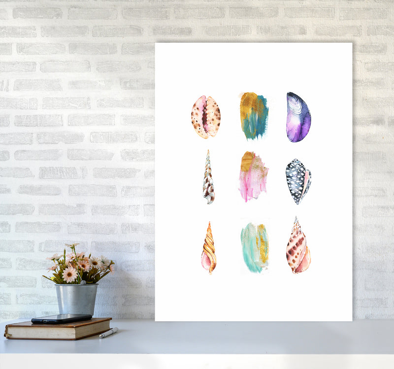 Sea And Brush Strokes I Shell Art Print by Seven Trees Design A1 Black Frame