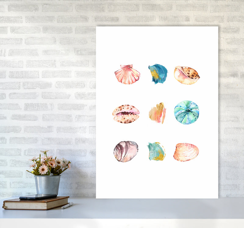 Sea And Brush Strokes II Shell Art Print by Seven Trees Design A1 Black Frame