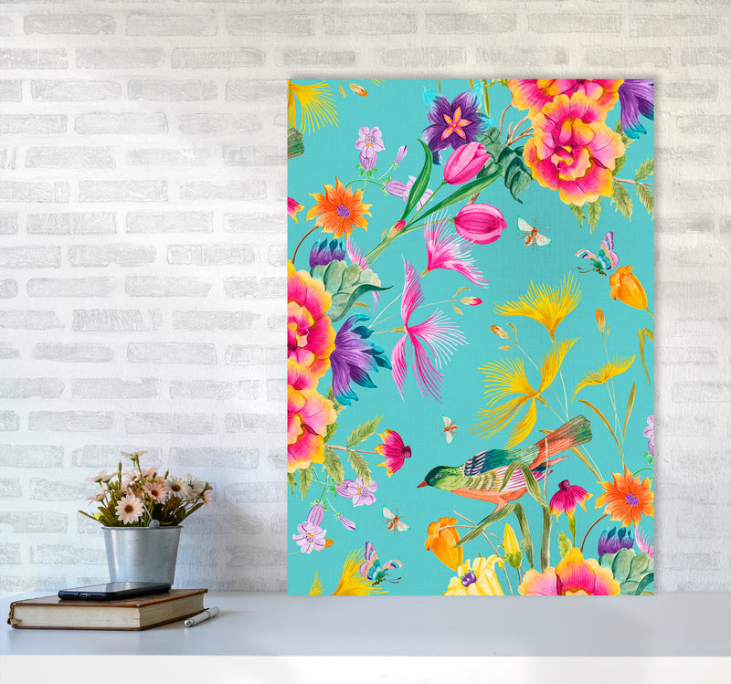Spring Joy in blue Floral Art Print by Seven Trees Design A1 Black Frame