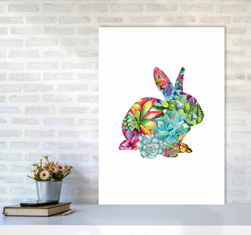 Succulents Bunny Animal Art Print by Seven Trees Design A1 Black Frame