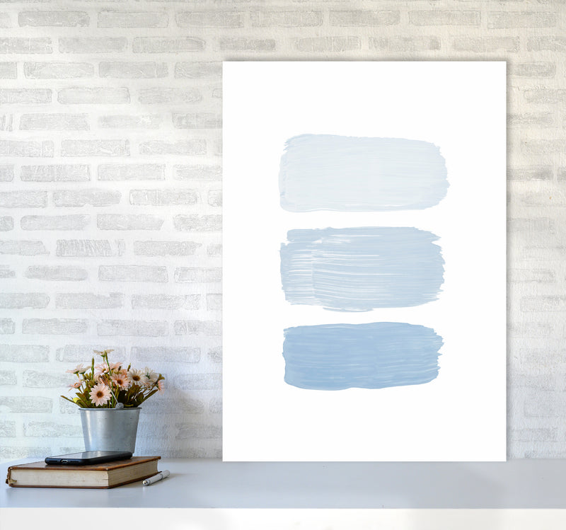 The Blue Strokes Abstract Art Print by Seven Trees Design A1 Black Frame