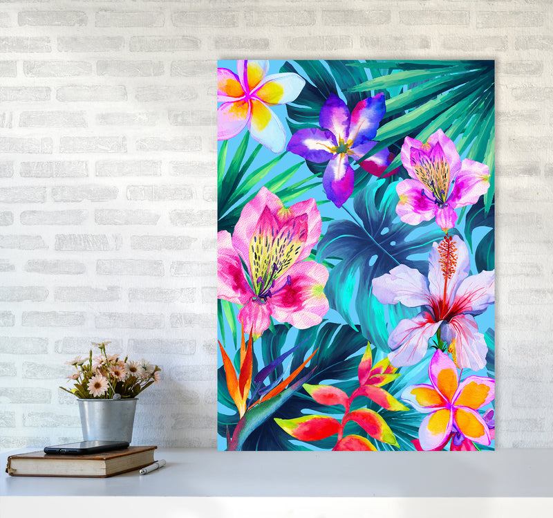 The Tropical Flowers Art Print by Seven Trees Design A1 Black Frame