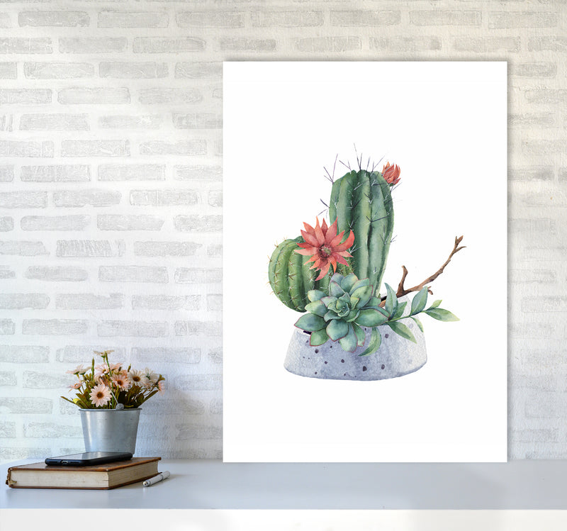 The Watercolor Cactus Art Print by Seven Trees Design A1 Black Frame