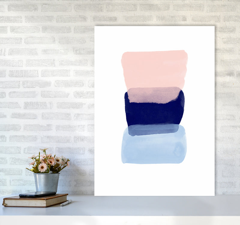 Three Colors Strokes Abstract Art Print by Seven Trees Design A1 Black Frame