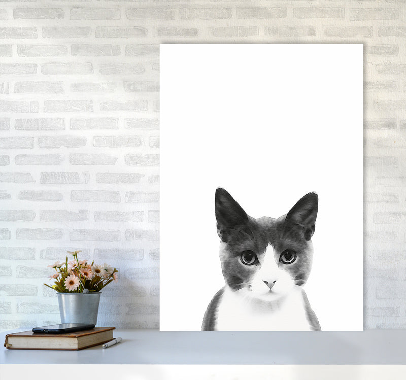 Watercolor Cat Art Print by Seven Trees Design A1 Black Frame