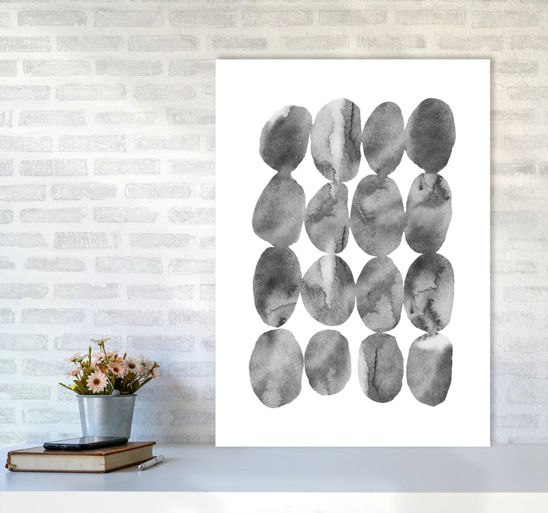 Watercolor Grey Stones Art Print by Seven Trees Design A1 Black Frame