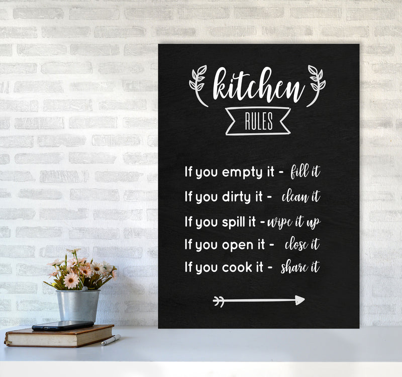 Kitchen rules Art Print by Seven Trees Design A1 Black Frame