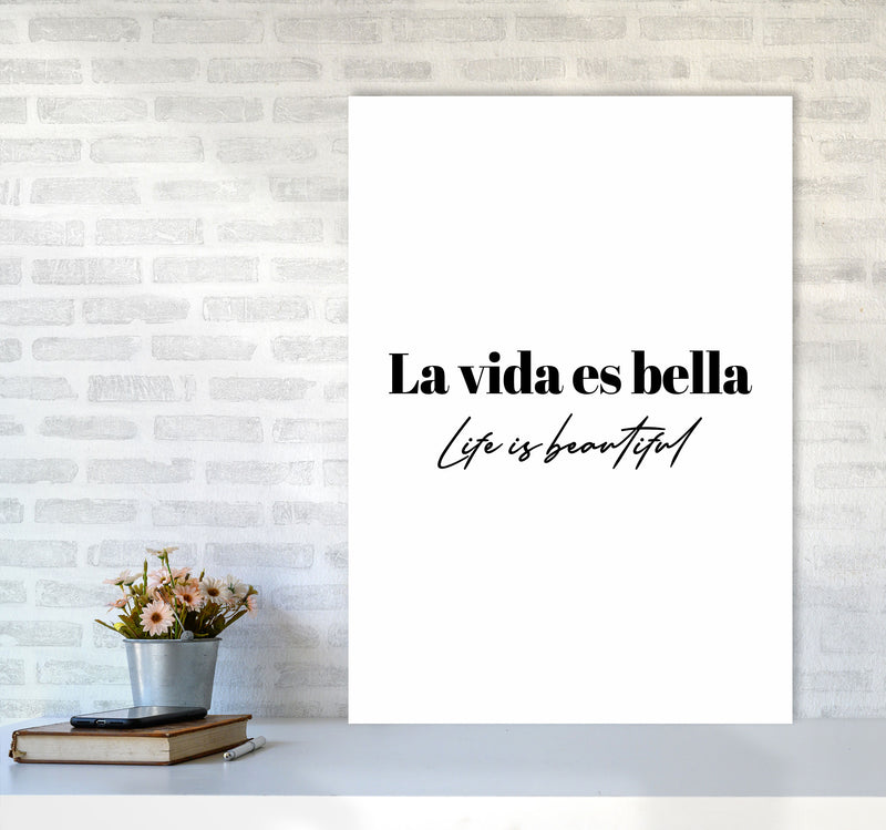Life is beautiful in Spanish Art Print by Seven Trees Design A1 Black Frame