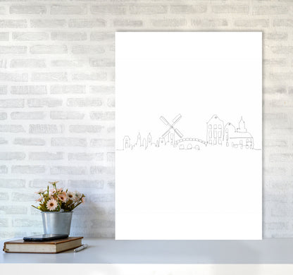 One Line Amsterdam Art Print by Seven Trees Design A1 Black Frame