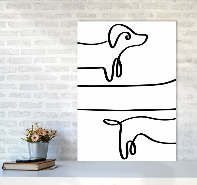 One Line dachshund Art Print by Seven Trees Design A1 Black Frame