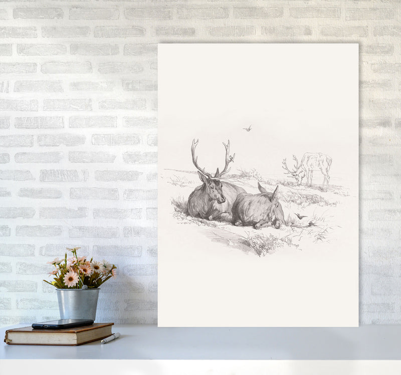 Reindeer Chilling Art Print by Seven Trees Design A1 Black Frame
