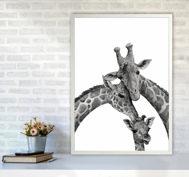 Giraffe Family Photography Art Print by Seven Trees Design A1 Oak Frame