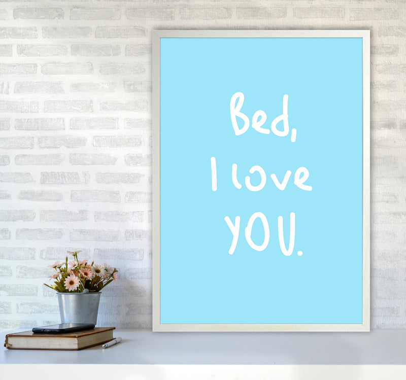 Bed I Love You Quote Art Print by Seven Trees Design A1 Oak Frame