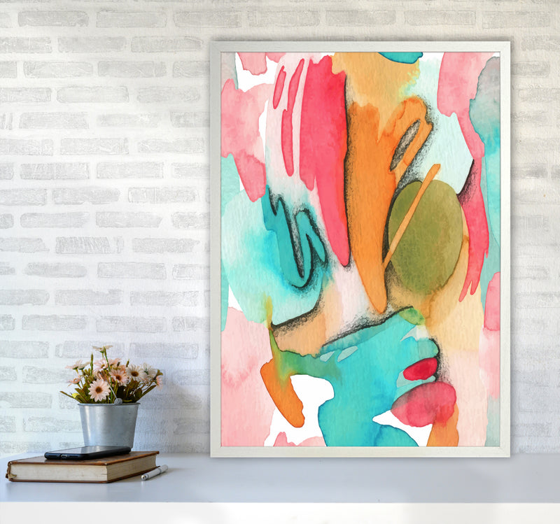 Abstract Watercolor Art Print by Seven Trees Design A1 Oak Frame