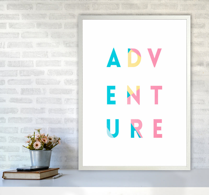 Adventure In Colors Quote Art Print by Seven Trees Design A1 Oak Frame